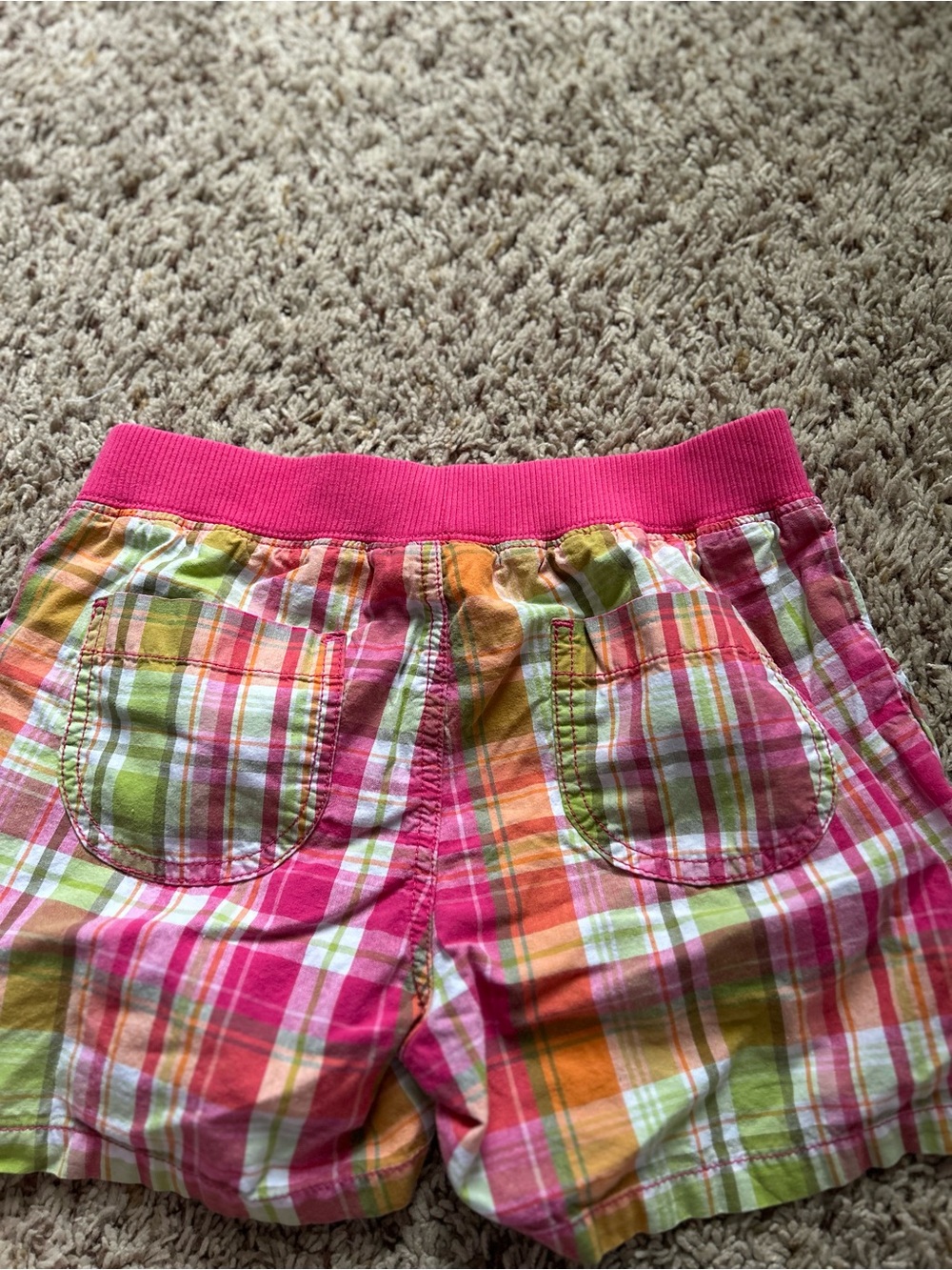 🆕Crazy 8 Girls Plaid Drawstring Shorts in Pink, Green & Orange - Picture 4 of 5